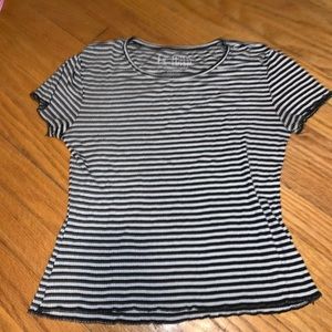 Striped Short Sleeve Cropped Tee